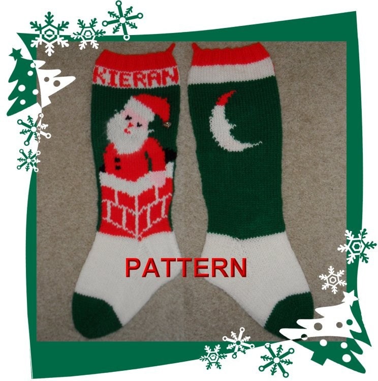 Santa In Chimney Christmas Stocking Knitting Pattern