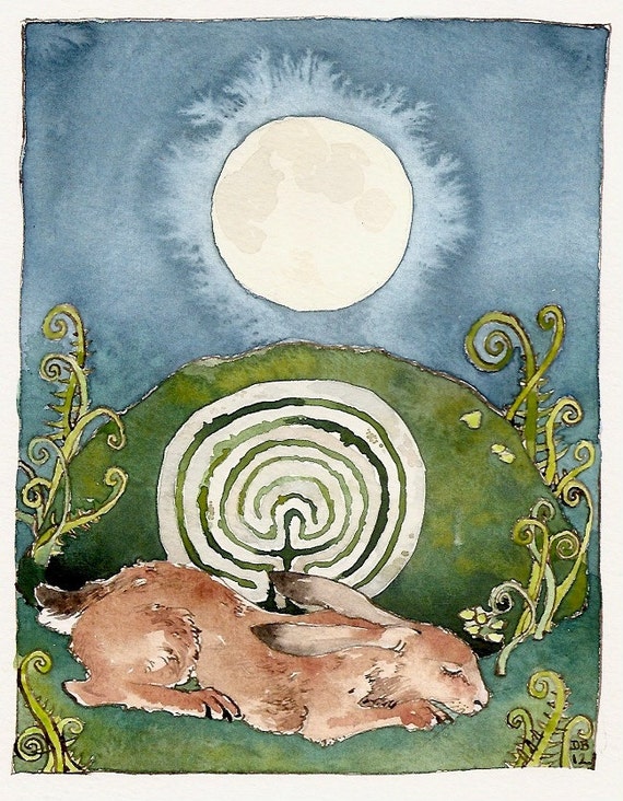 The Beltane Hare Archival Print From Watercolour Painting