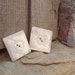 vintage mother of pearl shell buttons - set of two - carved square - beautiful MOP