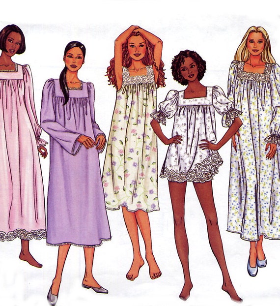 Plus Size Nightgown Pattern Butterick 3313 Square Yoke