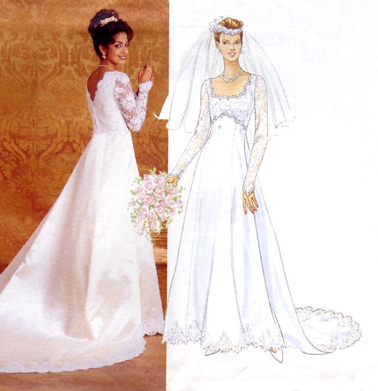  Empire  Waist  Wedding  Dress  Pattern  Butterick 4289 Princess