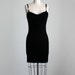 BLACK MINI DRESS 1990s Vintage Black Velvet Grunge Body Con Spandex Party Dress