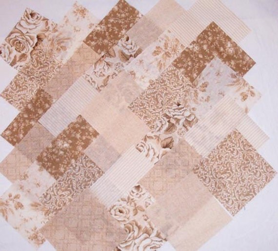 Lucious NEUTRAL BEIGE CREAM Fabric Squares Quilt Kit