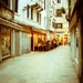 Cafe at night Venice Italy travel photography little street gold amber sparkly lights cafe art print