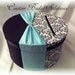 1/4 Black and White Madison Damask Round Wedding Card Box- Tiffany Blue
