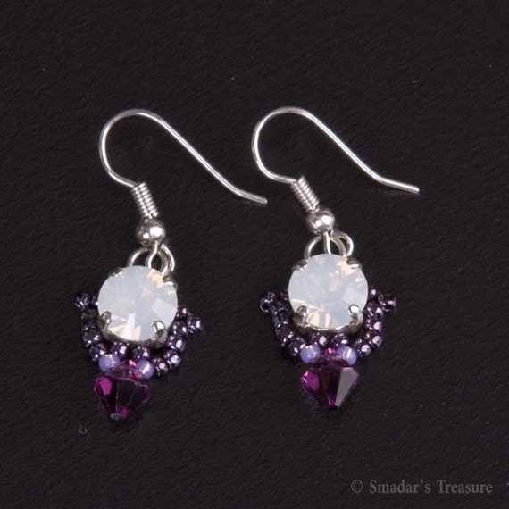 Sterling Silver Beaded Earrings with Swarovski Crystals in