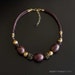 RESERVED to dabrslaton. Metallic Purple Leather Beaded Necklace in Gold, Plum Purple, Olive Green, Bold Necklace, Necklace with Large Beads