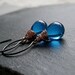 Blue Earrings - Glass Earrings, Oxidized Silver, Copper, Handmade Jewelry, Drops, Blue Jewellery