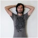 SALE - Easy, Tiger T-shirt - men's medium - tiger print in black on heather brown