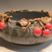 Pottery Bowl, Cherries on Blue