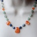 Green Tea Necklace - green aventurine, orange carnelian, lapis lazuli