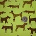 NEW beautiful show dogs on lime cotton rib knit fabric 1 YD
