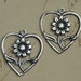 2 Flower Heart Charms 1370