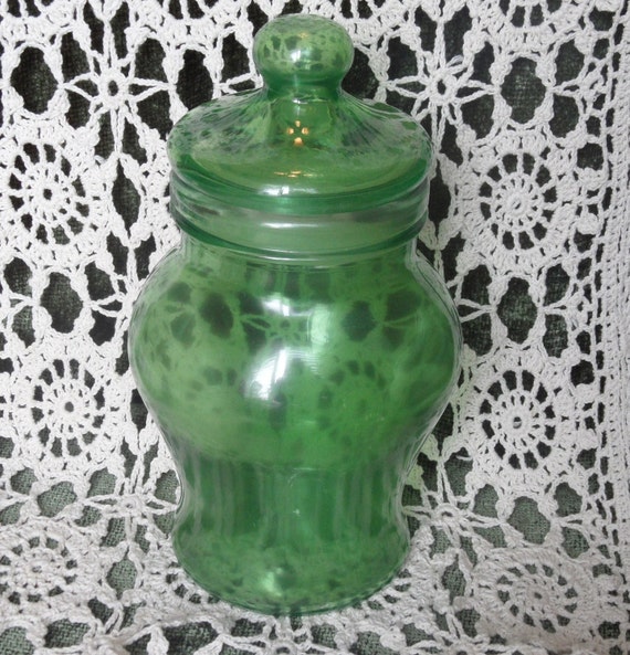 Glass Canister / Apothecary Jar Green glass jar