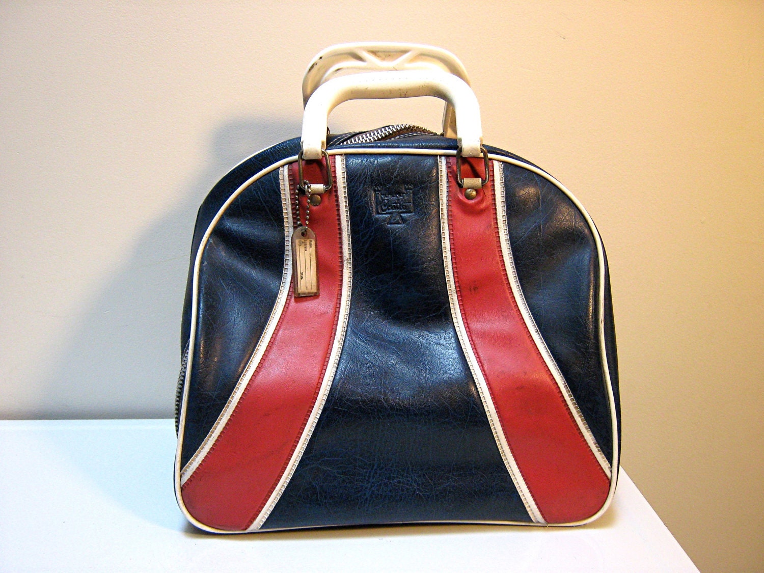 Vintage Bowling Bag Mod Red and Blue Castle brand