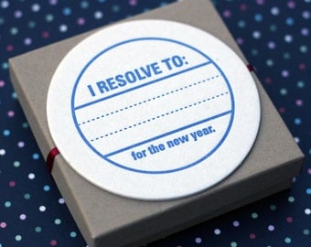 Letterpress Coasters - New Years Resolution (set of 30)