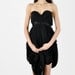 Draped little black silk strapless dress