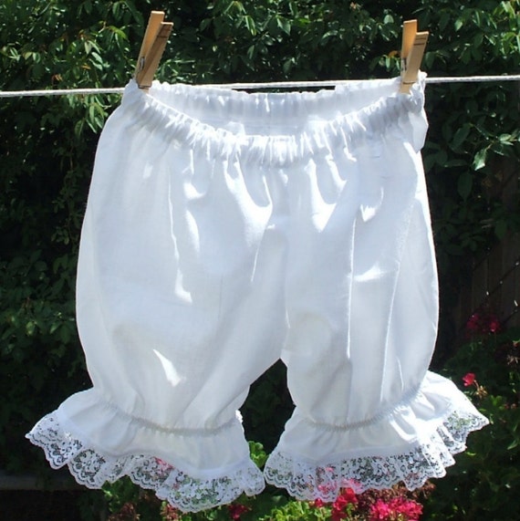 Toddler Bloomers 2T White Cotton with Lace Trim Ready Now