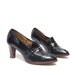 size 9 OXFORD black leather 60s BROGUE GOLD chain high heels on reserve for ironmouse
