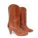 BOHEMIAN cognac leather 70s WOVEN detailing high heel boots size 10