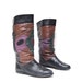 size 7 PSYCHEDELIC multicolor leather 80s COLORBLOCK swirl slouchy STUDDED boots