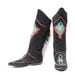 size 9 SOUTHWEST black leather 80s GEOMETRIC multicolor overlay MOCCASIN fringe boots
