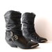 size 6.5 SOUTHWEST black leather 80s BUCKLE metal toe BIKER ankle booties