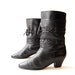 size 10 WOVEN black leather 80s SLOUCHY high heel PATCHWORK boots