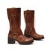 size 8.5 PLATFORM brown leather 80s BOHEMIAN bronze studded MOTORCYCLE boots