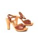 size 6 PLATFORM maroon leather 70s WOODEN CLOG strappy high heels