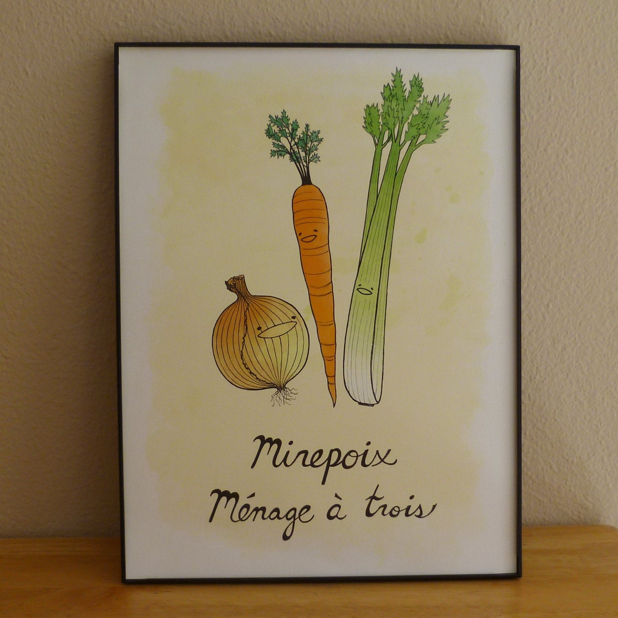 Mirepoix Ménage à trois Illustration Framed 9x12 Archival