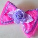 Hot pink sugary hair bow clip organza purple rose