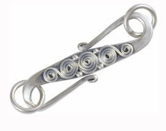 1 Piece of (0.925) Bali Oxidized sterling silver S clasp with swire 31mm