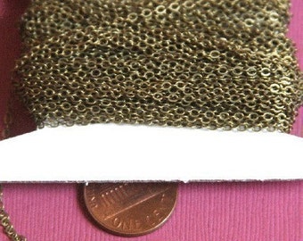 Over stock sale 32 ft spool of Antiqued Brass Tiny Flat Soldered Cable Chain 2mm