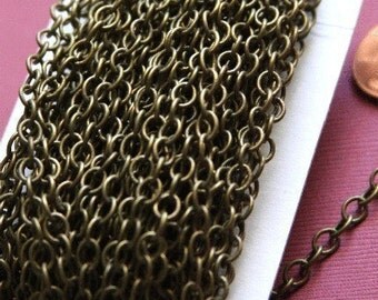 32ft spool of Antiqued Brass Chain round cable chain 4X5mm Soldered Links