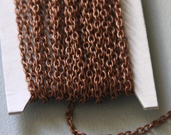 45 ft Copper Chain Antiqued copper round cable chain 2.6X3.9mm - unsoldered, bulk copper chain