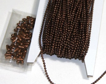 100 ft of antique copper chain 1.5mm ball chain with connector, bulk ball chain, bulk beaded chain