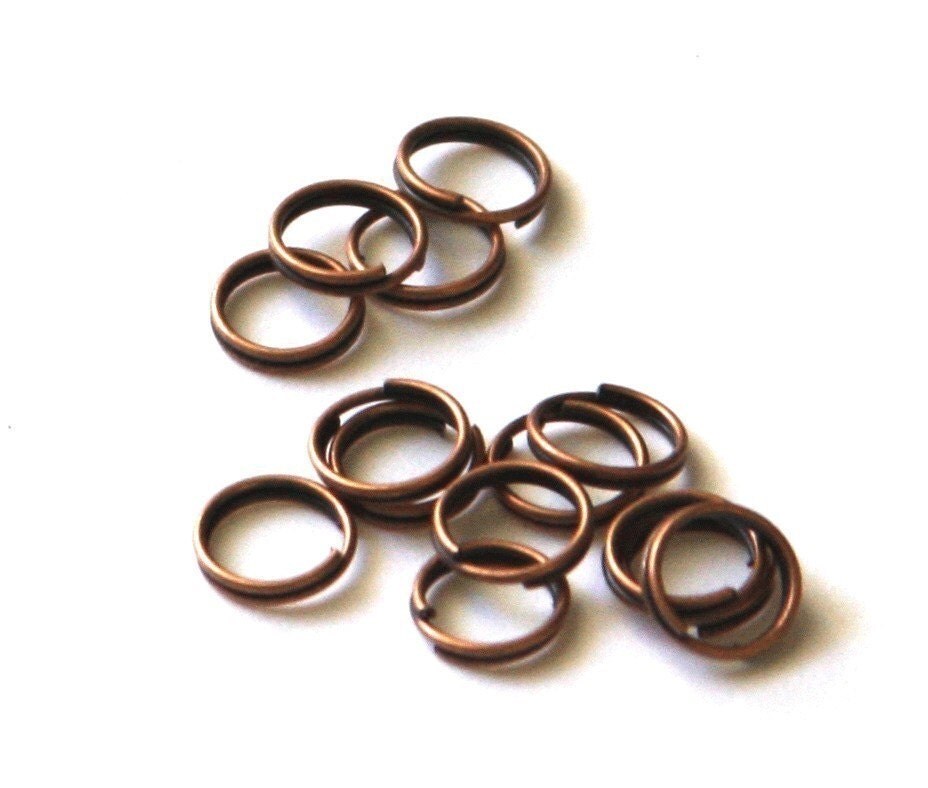 100 pcs of antiqued copper split rings 8mm