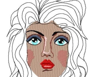 Womans Face Machine Embroidery Designs...1600
