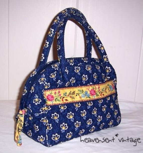 Vintage VERA BRADLEY Toastie Bag Handbag MAISON BLUE Pattern