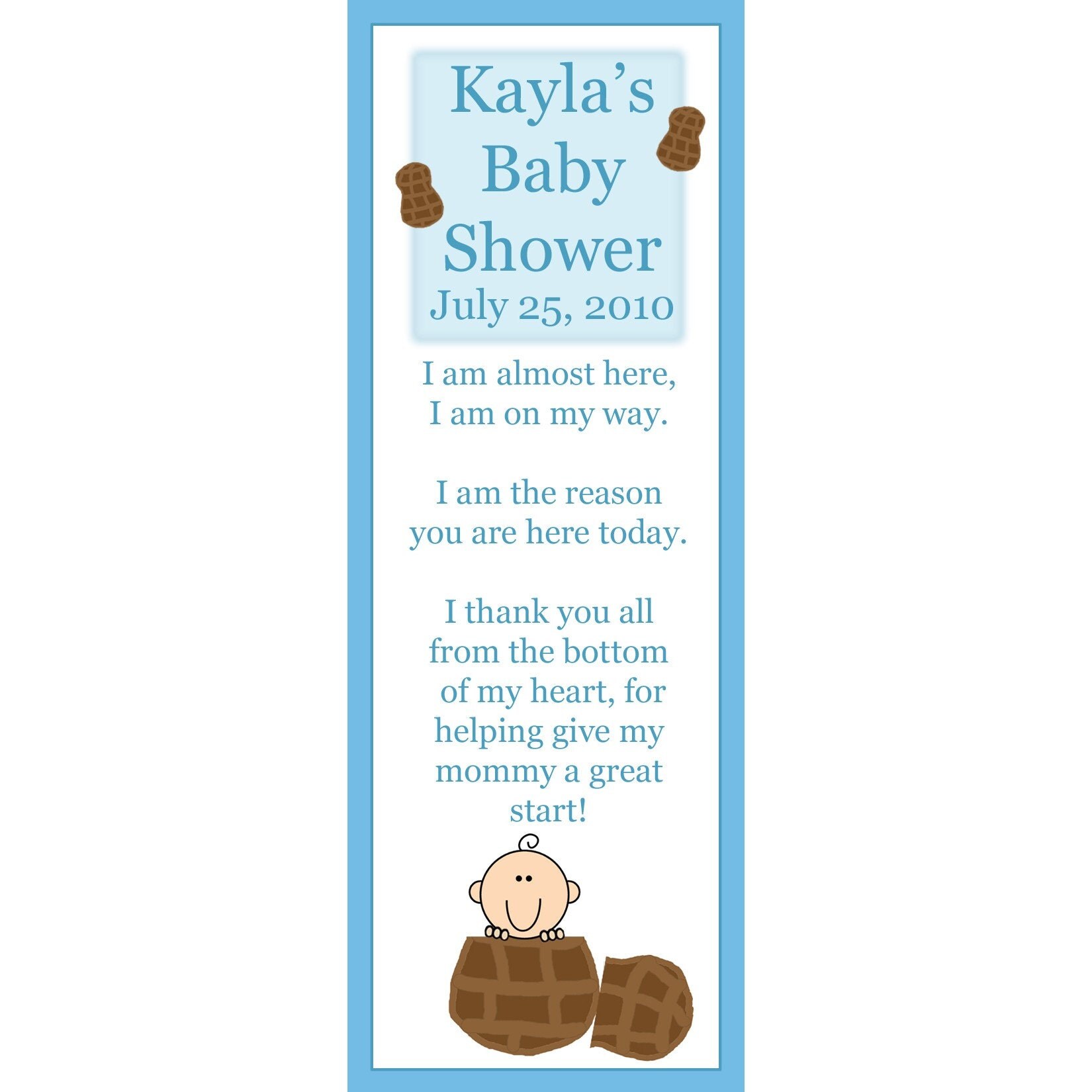 24 Personalized Baby Shower Keepsake Bookmarks LITTLE PEANUT