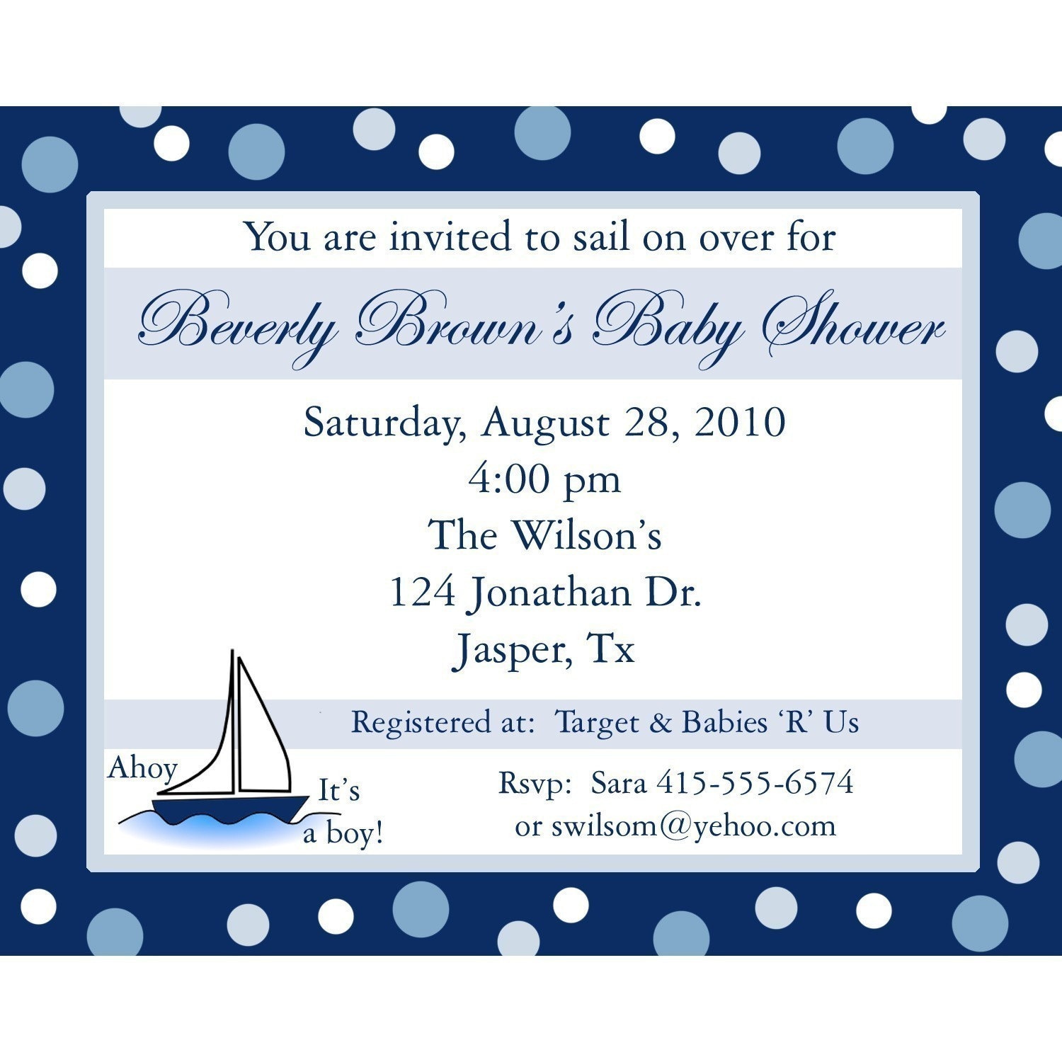 20 Personalized Baby Shower Invitations AHOY ITS A BOY