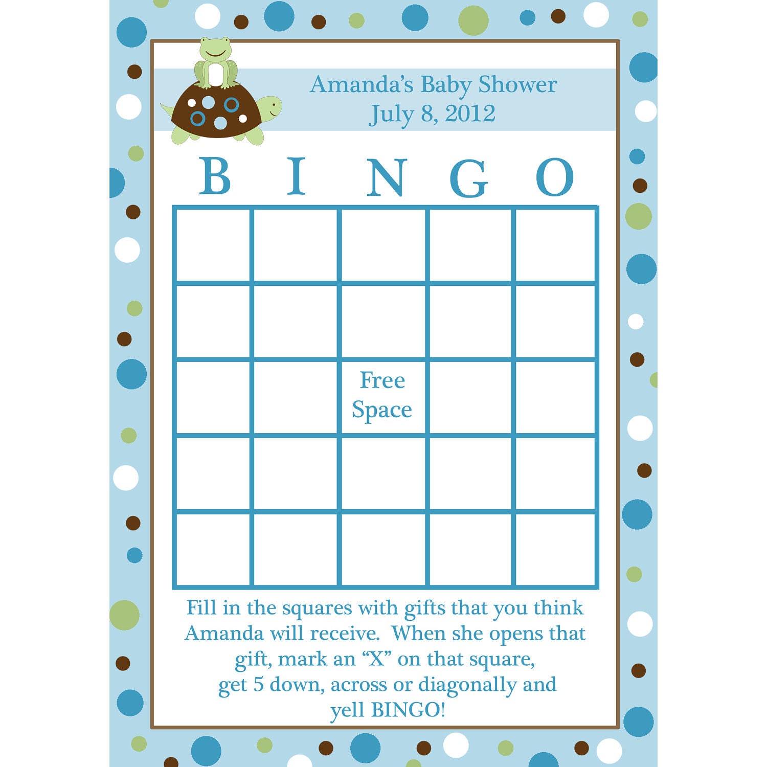 bingo baby where buy shower to Baby partyplace Bingo Cards 24 Turtle Shower Personalized by