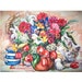 Cat and Flowers - 11x15 original painting landscape watercolor OOAK, Original, Cat, Kitten, Feline, Flower, Vase, Bouquet, Red