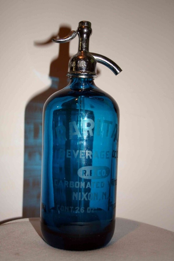 Vintage Colbalt Blue Seltzer Bottle New Jersey