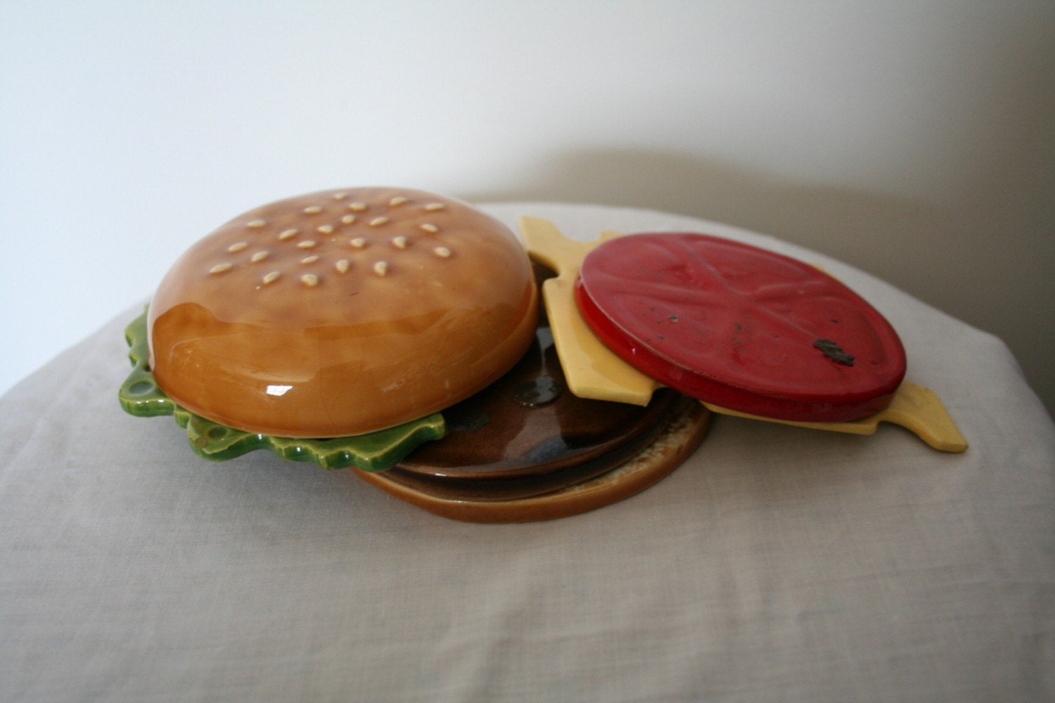 Vintage Hamburger Ceramic Coaster Set