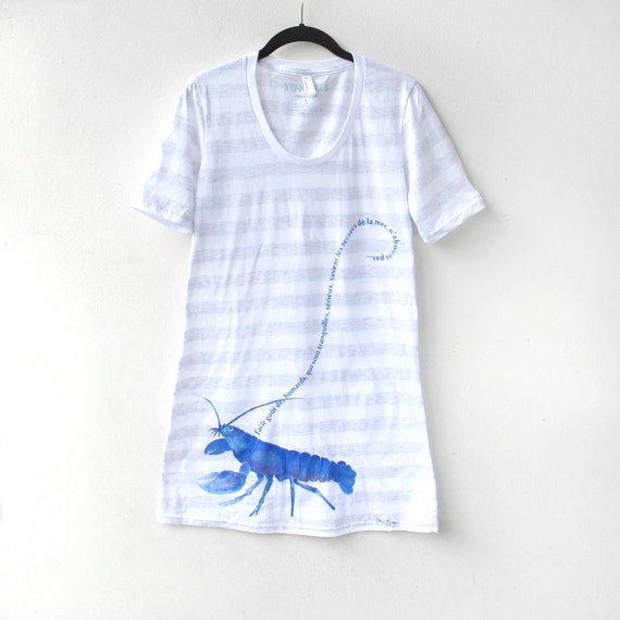 Lobster Print Tshirt Dress striped cotton dress womens