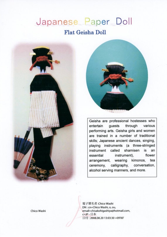 Items similar to eBook How to make a Japanese paper doll....Flat Geisha