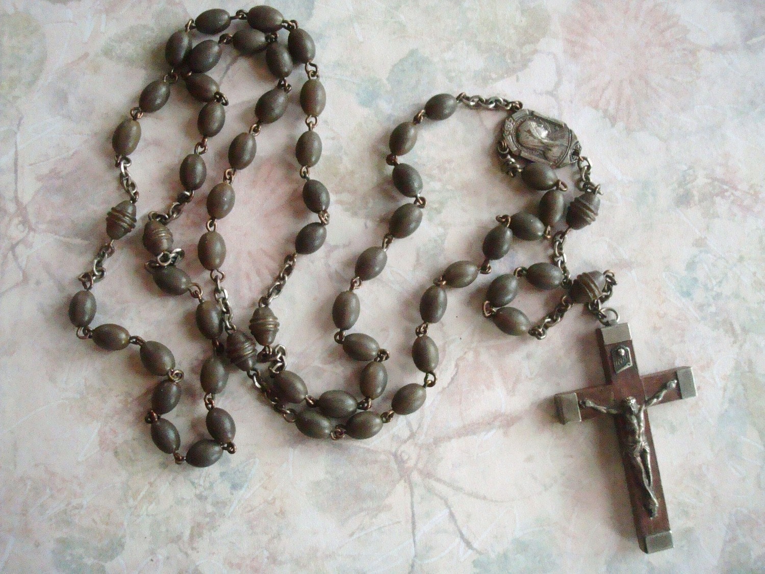 Antique Large French Brown Rosary Beads by oldmrsdaisy on Etsy
