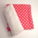Car Seat Strap Covers - Pink and White Polka Dot with White Minky- Reversible - READY MADE
